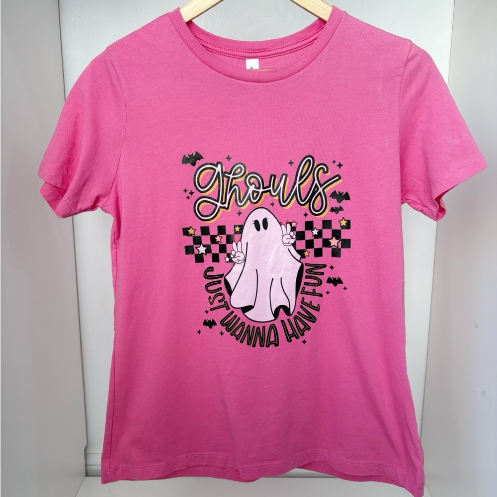NWOT Bella Canvas Pink 'Ghouls Just Wanna Have Fun' Womens T-Shirt Size M & L